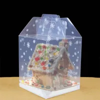 50pcs 15 * 15 * 18cm Paquet maison de pain d'épice transparent Cookie Cake Bonbons Chocolate Box Wedding Favors Boxes