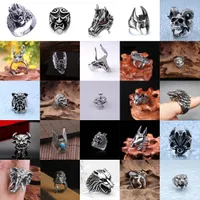 Heren punk ring roestvrij staal meer dan 30 modellen van heren dierlijke ring zilveren mode coole gotische punk wind vinger ring