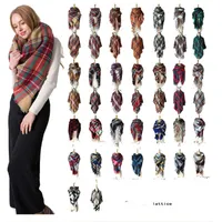 Écharpe triangulaire d'hiver 2018 Écharpe cachemire tartan pour femmes couverture à plaid écharpe nouveau designer acrylique châles de base écharpes pour femmes enveloppement 179 couleur