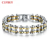 Fiets Bicycle Chain Link Armband Voor Mannen Rvs Chunky Two Tone 21.5 cm Lange Mannelijke Sieraden Gift Drop Shipping 781
