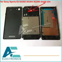 Singel SIM Full Housing Case Fodral för Sony Xperia E3 D2202 D2203 D2206 Back Cover Frame Bezel Chassic Free Shipping