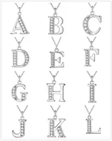 개인화 된 초기 크리스탈 A-Z 편지 펜던트 매력 목걸이 26 알파벳 실버 컬러 체인 목걸이 여성 패션 고품질 보석