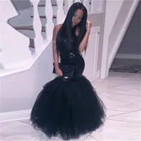 2018 Elegante schwarze Mädchen Meerjungfrau Afrikaner Ballkleider Abendkleidung Plus Größe langer Sexy Sexy Backless Kleider Günstige Party Homecoming Kleid