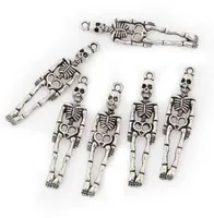 100 Stücke Legierung menschlichen Skeleton Charms Antik Silber Charms Anhänger für Halskette Schmuck machen Erkenntnisse 39x10mm