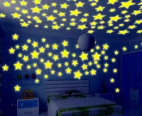 Colorido Ambiental Estrelas Luminosas Fluorescentes Adesivos de Parede Decalque Brilho No Escuro Do Bebê Crianças Quarto Home Decor 100 pçs / set