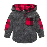 # 5001 Kleinkind-Kind-Baby-Plaid Hoodie-Taschen-Sweatshirt-Pullover übersteigt warme Kleidung