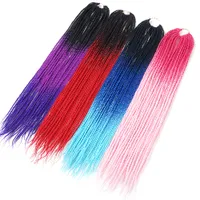 ピンクのユニコーンオムレの伸び春のカール前ねじれのセニガルのかぎ針編み編み毛22インチ合成毛合成編組髪