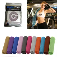 Ice Cold Towel Single Layer Sports Cool Quick Dry Cooling Fabric Print Cotton Beach Washcloths Swimwear WWQ