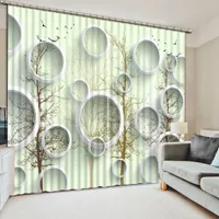 現代のベッドルームのリビングルームのカーテンサークル写真印刷3 d窓の家の厚いドレープ