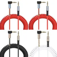 2m 3,5mm männliche Aux Kabel vergoldet 90 Grad Winkelfeder Audiokabel für iPhone Samsung HTC MP3 Kopfhörer