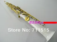 Nouvelle soprano si bémol saxophone plat instrument de musique occidentale occidentale unique surface blanche plaqué or clé sax avec cas livraison gratuite