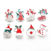 Christmas 10pcs lot Mixed 18mm snap button jewelry Metal Rhinestone button snaps fit snap bracelet Jewelry Wholesale