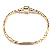Low Factory Wholesale 18KGP Bracelets 3mm Snake Chain Fit Pandora Charm Bead Bangle Bracelet Jewelry Gift For Men Women