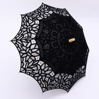 Vintage Black Lace Sonnenschirm Umbrella Gothic Phantasie hohlen Vintage viktorianischen Hochzeit Sonnenschirme für die Braut Brautjungfer gute Qualität