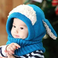 学校に戻る子供たち冬の帽子卸売暖かいバニー耳のかぎ針編み綿の赤ちゃん帽子編み写真小道具by0362