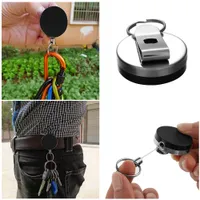 Enkel Metallkort Badge Key Holder Rostfritt Stål Recoil Ring Belt Clip Pull Retractable Key Chain Car Keychain