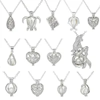 Любовь желание жемчужные клетки ожерелье любовь Сердце выдалбливают Oyster Pearl медальон ожерелье пресноводные жемчужные Русалка DIY ювелирные изделия