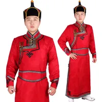 Dance Costume DeerSkin Fleece Man Robed Mongoliet Kinesisk Minoritet Kläder Kläder Usure de la Scene Desgaste de la Etapa