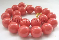 P4669-18 "corchete de perlas de concha de mar del sur color coral rosa 20mm