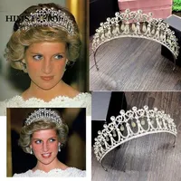 Prinsessan Diana Samma ABS Pearl Crown Crystal Tiara Bridal Smycken Kristall och pärla för brudhår Tillbehör och Tiara Bröllopskrona