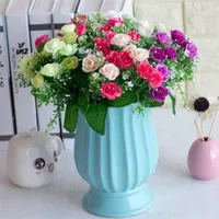 Fałszywy mini róża pęczek (13 głowy / szt.) Róże symulacyjne z tworzywami sztucznych akcesoriów do domu weselne dekoracyjne sztuczne kwiaty