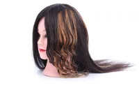 16inch 100% humain naturel exercice cheveux maquillage Tête Mannequin pour Coiffeur, mannequins cheveux avec perruque