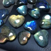 New natural labrador stone heart shape crystal natural feldspar polishing rolling crafts for wedding supplies fast shipment