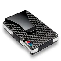スリムな炭素繊維カードホルダーRFIDブロッキングメタル財布マネークリップケースX121