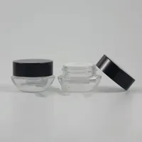 Tom 5g Glass Cream Jar Små kvinnor 5ml Kosmetisk behållare Mini Black Lid Refillerbar Flaska Snabb leverans F673