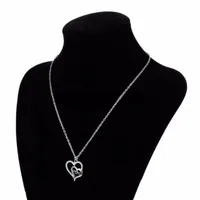Double Heart Crystal Decor Mom Anhänger Halskette Mütter Tag Geschenk Frauen Schmuck Geschenk