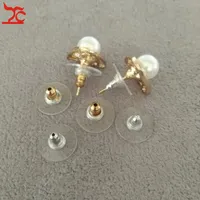1000 stks Sieraden Finding Accessoires Silicon Stud Earring Back Silver Golden Tone Plastic Earring Backs Stoppers Oor Post Nuts W / Pads 11x6mm