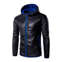 Men&#039;s Autumn Winter Casual Long Sleeve Solid Stand Hooded Leather Jacket Top Casual Jackets Fashion tops slim jacket Male new