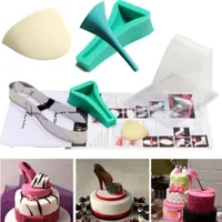 Neue 3D Dame High Heel Schuh Kit Silikon Fondant Form Zucker Schokolade Kuchen Dekor Vorlage Mold Weihnachten Geburtstag Hochzeit Party Kuchenform
