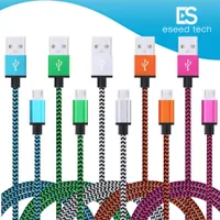 USB do wpisywania C Micro USB Cable 3ft Nylon Pleciony USB 2.0 Męski do Micro B Data Sync Szybkie ładowanie Sznur ładowarki dla Androida Samsung S8 Sony LG