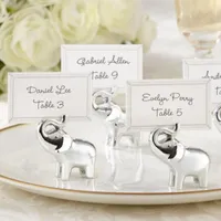 Şanslı Aşk Gümüş Fil Yerde Kart Tutucu Parti Iyilik Düğün Masa Dekorları Olay şanslı fil yer kart tutucu