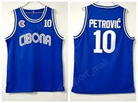 Kolej 10 Drazen Petrovic Jersey Erkekler Basketbol Üniversitesi Cibona Zagreb Formalar Takımı Mavi Spor En Kaliteli