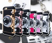 Lüks 3D Retro Kamera Telefon Kılıfı Için Iphone X 6 6 s 7 7 Artı 8 8 Artı Yumuşak Silikon Kılıf Ile İpi Arka Kapak