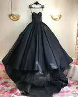 Gothic Black Ball Gown Wedding Dresses 2019 Corset Plus Size Simple Satin Arabic African Billiga Afrikanska Arabiska Vestido de Novia Bridal Gowns