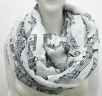 Mode Wit Bourgondië Navy Music Note Bladmuziek Piano Opmerkingen Script Print Sjaals Infinity Sjaal 8 Kleuren