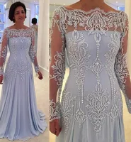 2020 신부 드레스의 저렴한 공식적인 어머니 Bateau 목 환상 레이스 아플리케 진주 어머니 드레스 웨딩 게스트 이브닝 가운 플러스 크기