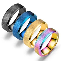 새로운 티타늄 스틸 반지 높은 품질 블랙 로즈 골드 실버 컬러 웨딩 남성 여성을위한 서리로 덥 반지를 약혼