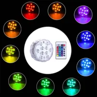 Umlight168 5050 SMD 10 LED Submersible Candle Lamp Remote Control Multicolor Under Vase Base Waterproof Light Wedding Birthday Party Decor