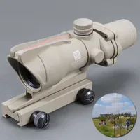 TRIJICON TAN TACTICAL 4X32 Scope Sight Real Fiber Optics Röd upplyst taktisk Riflescope med 20mm Dovetail för jakt