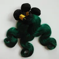 Brezilyalı Vücut Dalga Virgin İnsan Saç Uzantıları 3 Demetleri Iki Ton 1B / yeşil Omber 8-26 inç saç çift atkı seksi Hint remy Saç Örgüleri