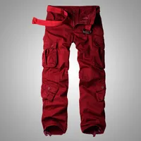 MIXCUBIC 2017 Autumn Korean style washing wine red cotton overalls pants men casual loose Multi-pocket cargo pants for men,28-40