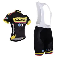 2015 콜롬비아 프로 팀 노란색 검은 색 C21 짧은 소매 사이클링 여름 여름 사이클링 로프 CICLISMO + BIB 쇼트 젤 패드 크기 설정 : XS-4XL