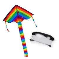 Rainbow Longo Cauda Triângulo Nylon Kite Ripstops Fácil Fly 30 M Lidar Com Placa de Cordas Carretel Crianças Atacado Gentil Brisa Fly