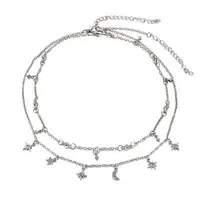 17 км Boho Star Moon Multi слой Ожерелье для женщин 2018 Богемский цветок Ожерелья винтажные модные воротничка
