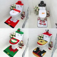 Christmas Santa Toilet Seat Cover Anti-Slip Mat bagno Toliet Tappeto decorazione di Natale per la casa Capodanno Mat