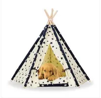 ¡¡¡ventas!!! 2019 ventas al por mayor envío gratis Pet Teepee Tent Dog Cat casa de juguete portátil lavable cama del animal doméstico patrón de estrella